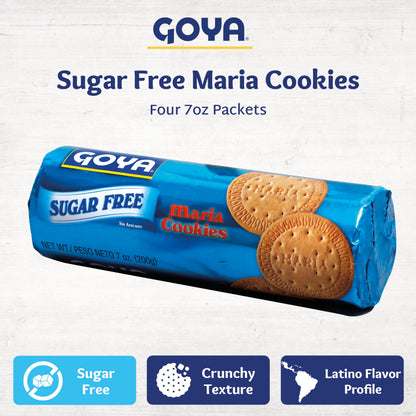 Sugar Free Maria Cookies by Goya, Thin Crisp, Baked Goods, Snacks for School and Work, Lunch Box Snacks, 4 Pack, 7oz. Each