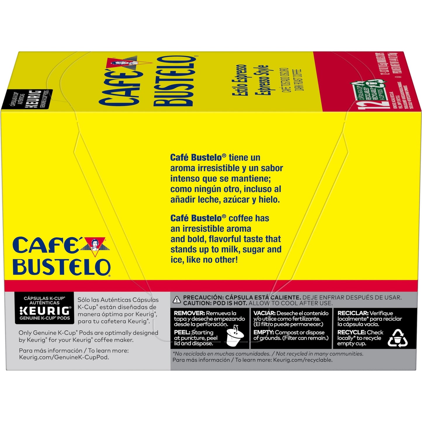 Café Bustelo Espresso Style Dark Roast, Single Serve Coffee Pods, 12 Count (Pack of 1)