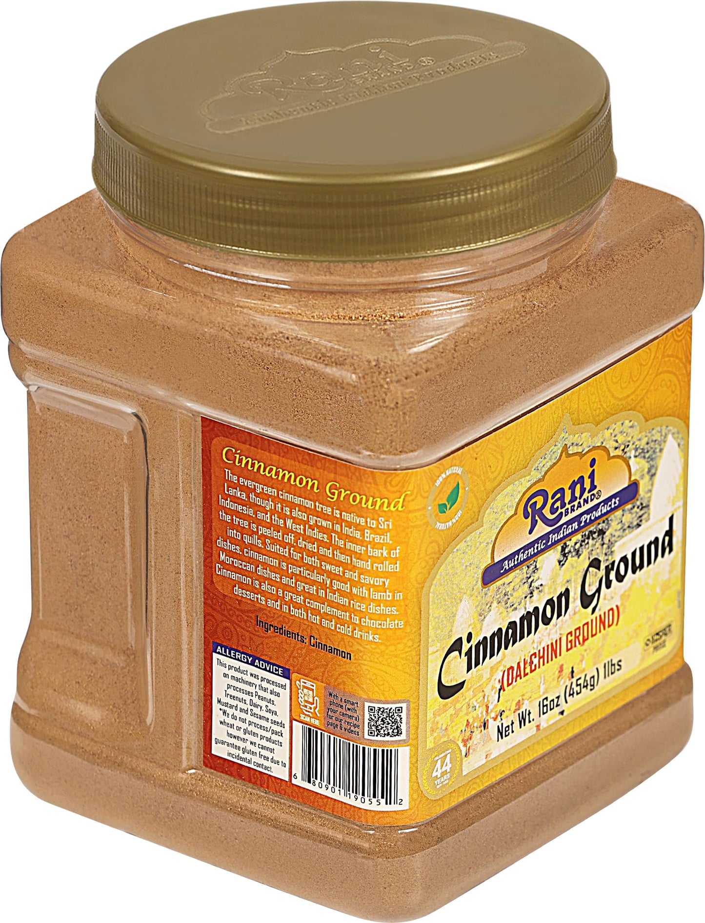 Rani Cinnamon Powder (Ground) Spice 16oz (1lb) 454g PET Jar ~ All Natural | Salt-Free | Vegan | No Colors | Gluten Friendly | NON-GMO | Kosher