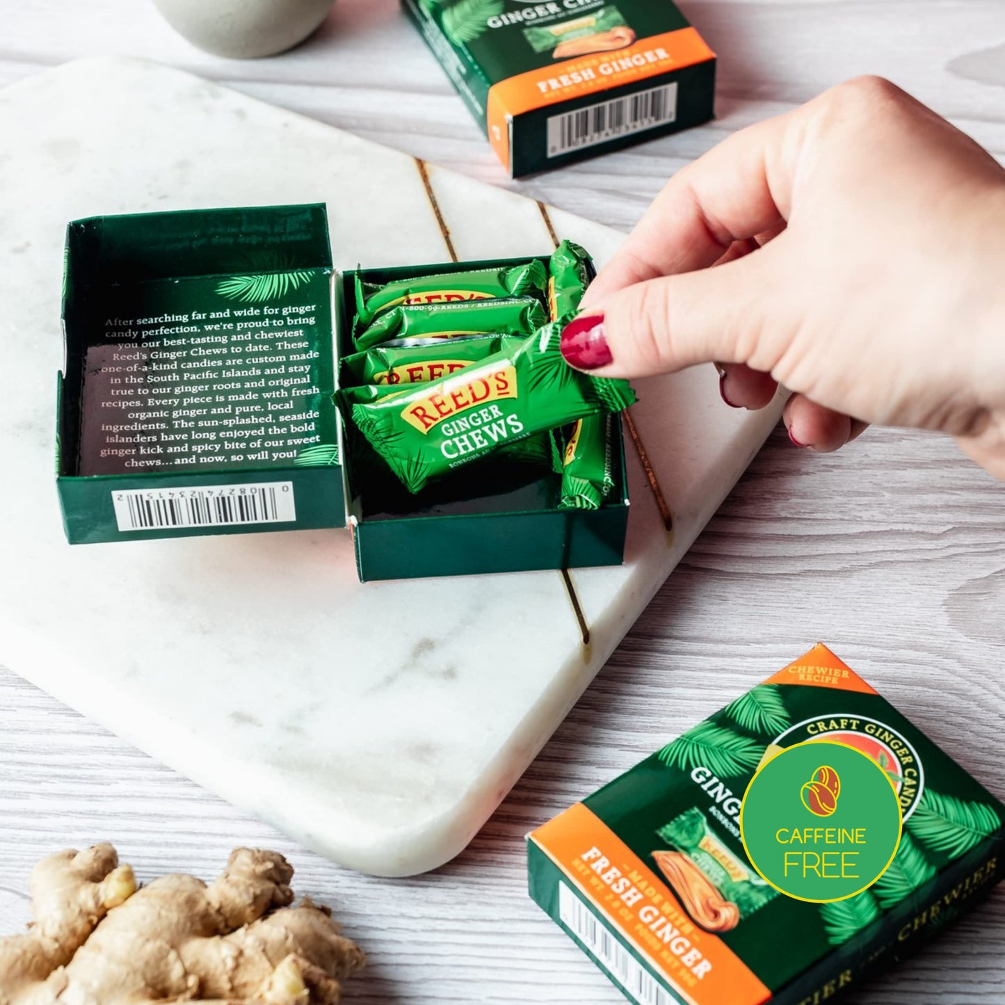 Reed's All Natural Ginger Chews Chewy Ginger Candy - Sweet & Spicy Individually Wrapped Candy For Snacking, Upset Stomach & Morning Sickness - Vegan Snacks - 2oz Box, Bulk Pack of 20)