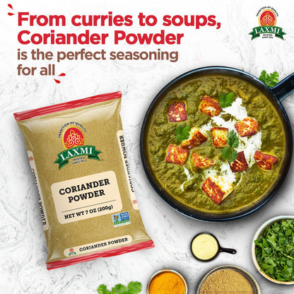 Laxmi Coriander Powder 200gm (7 Oz) | Natural Ground Coriander | Premium quality and high value | Non-GMO Coriander, ground | Free of Adulterations