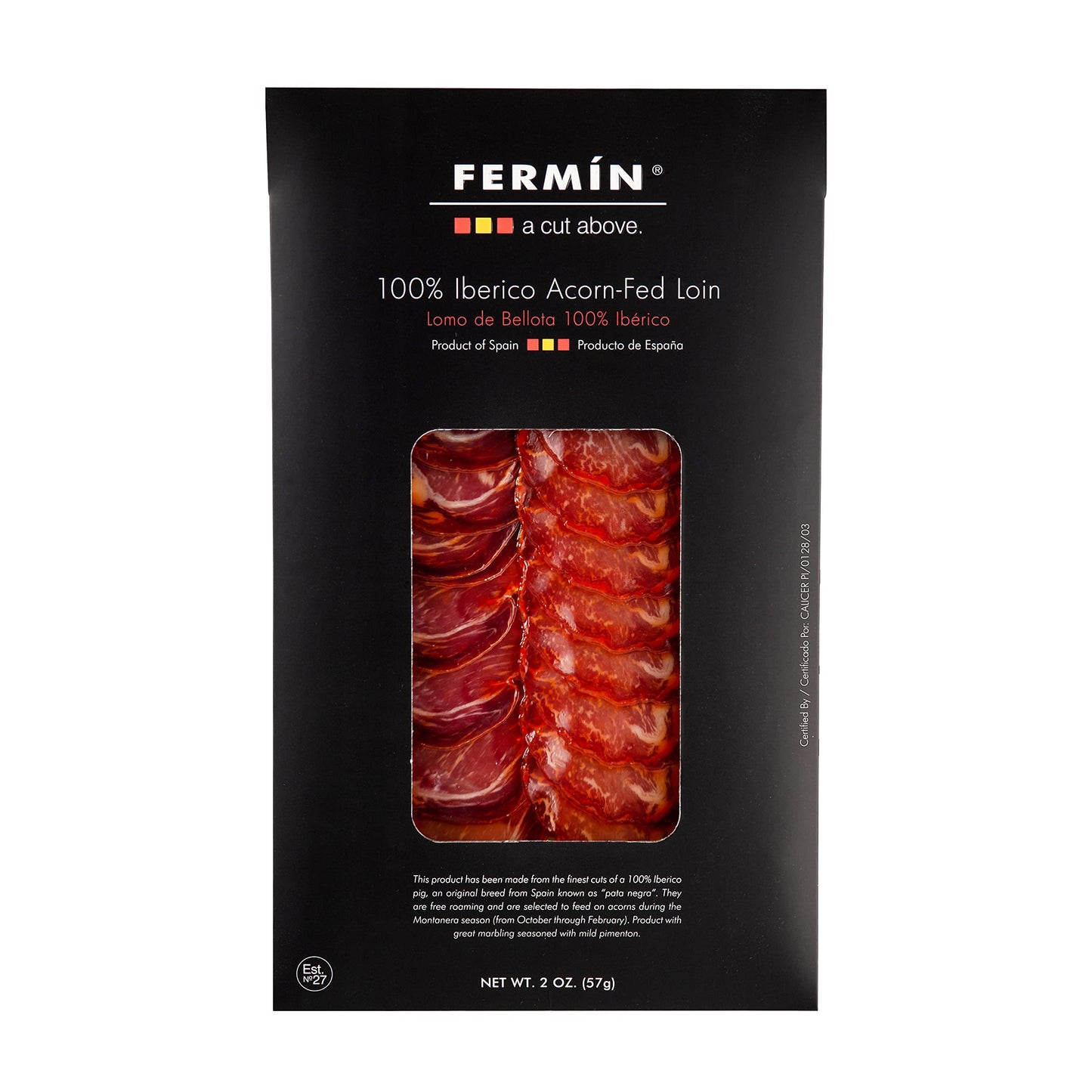 Fermin Sliced Iberico de Bellota Pork Loin – 2 oz | 100% Acorn-Fed | Authentic Spanish Lomo
