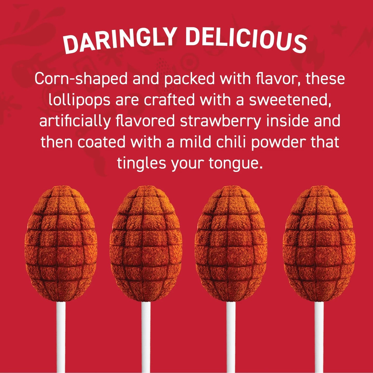 Vero Elotes Paletas Sabor Fresa Con Chile Mexican Hard Candy Chili Pops 40 Pcs