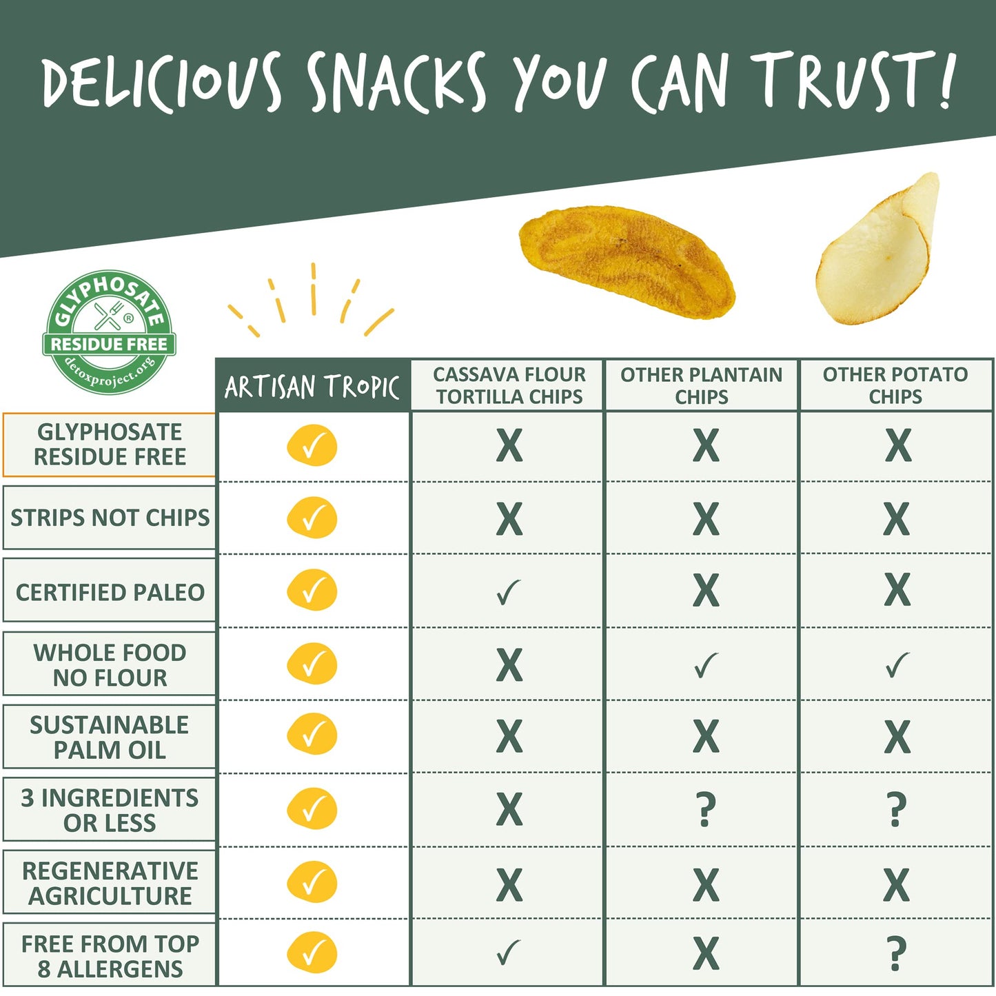 Artisan Tropic Your Tasty & Healthy Snack Strips, Plantain, 4.5 Ounce (Pack of 2)