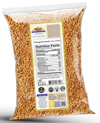 Rani Fenugreek (Methi) Seeds Whole 14oz (400g) Trigonella foenum graecum ~ All Natural | Vegan | Gluten Friendly | Non-GMO | Kosher | Indian Origin, used in cooking & Ayurvedic spice