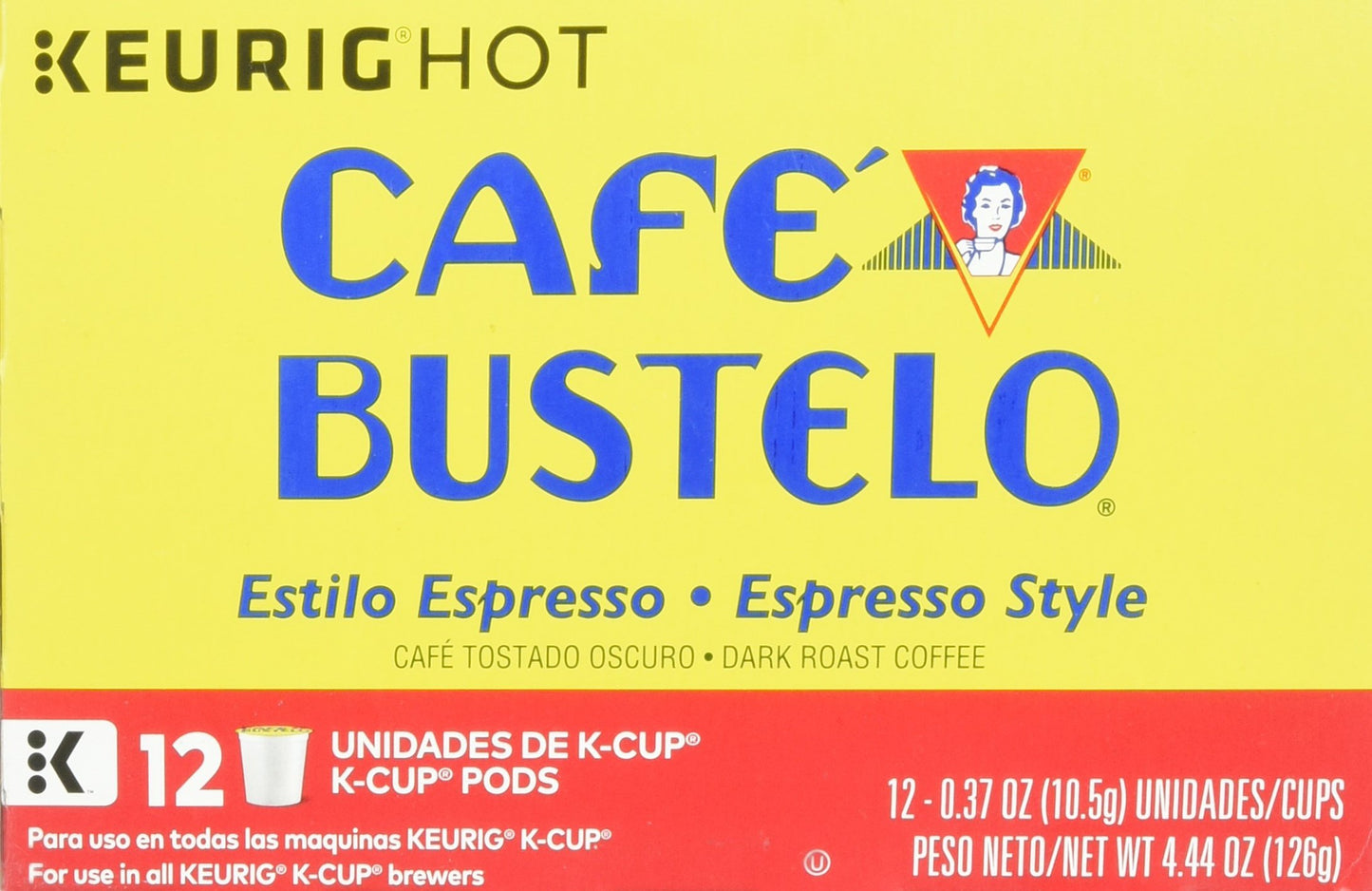 Cafe Bustelo, K-Cup Single Serve, 12 Count, 4.44oz Box (Pack of 3) (Espresso Style)