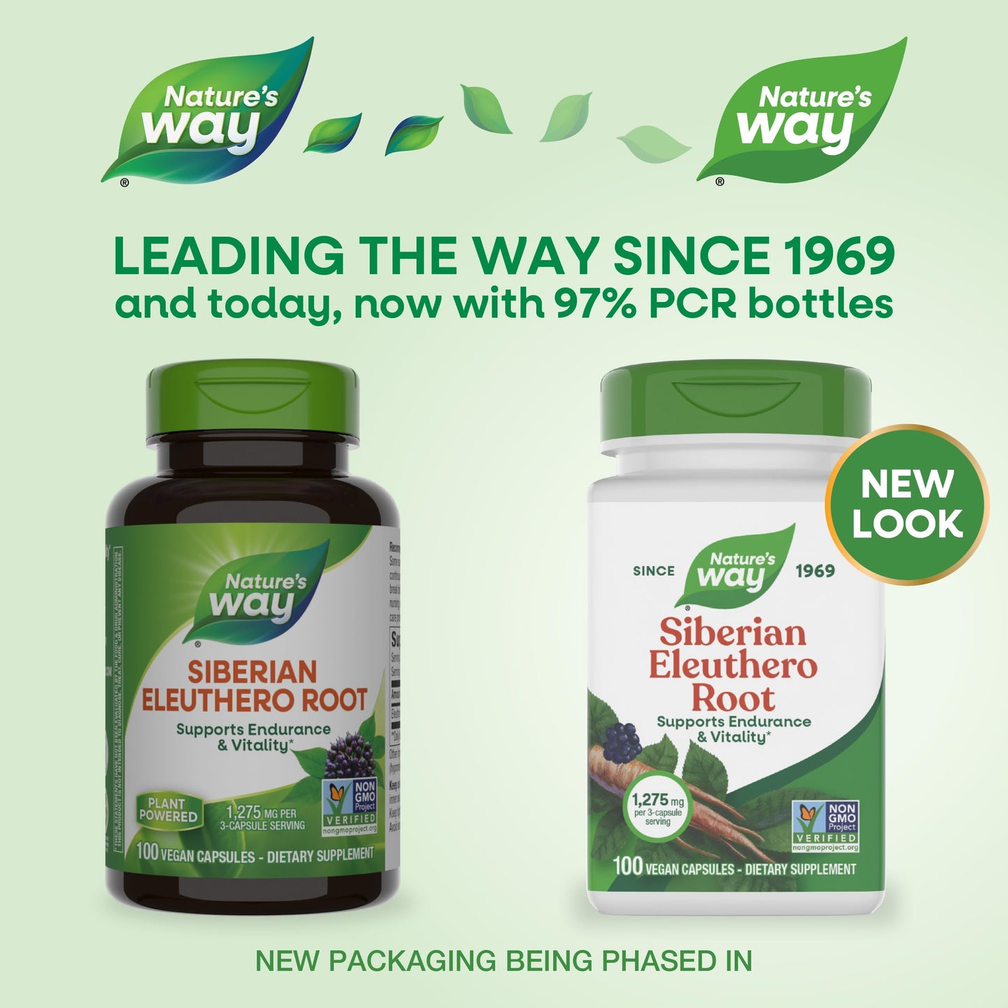 Nature's Way Premium Herbal Siberian Eleuthero Root Supplement, Supports Endurance & Vitality*, Adaptogen*, 1,275mg per 3-Capsule Serving, Non-GMO Project Verified, 100 Capsules (Packaging May Vary)