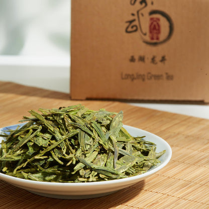 ChaWuWarmSun LongJing Green Tea,3.5oz/100g,Chinese Dragon Well Green Tea Loose Leaf