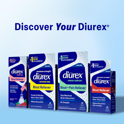 Diurex Ultra Re-Energizing Water Pills - Relieve Water Bloat - Feel Better & Less Heavy - 80 Count