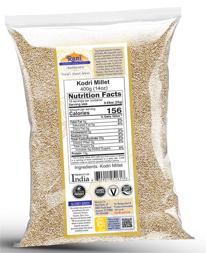Rani Kodri (Polished Kodo Millet Seeds) Ancient Grains 400g (14oz) ~ All Natural | Gluten Friendly | NON-GMO | Kosher | Vegan | Indian Origin (Varagu/Kodra/Harka)