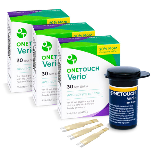 OneTouch Verio Test Strips - 90 Count - Diabetic Test Strips for Blood Glucose Meter & Daily Blood Sugar Levels - 30 Count/Pack (3 Pack)