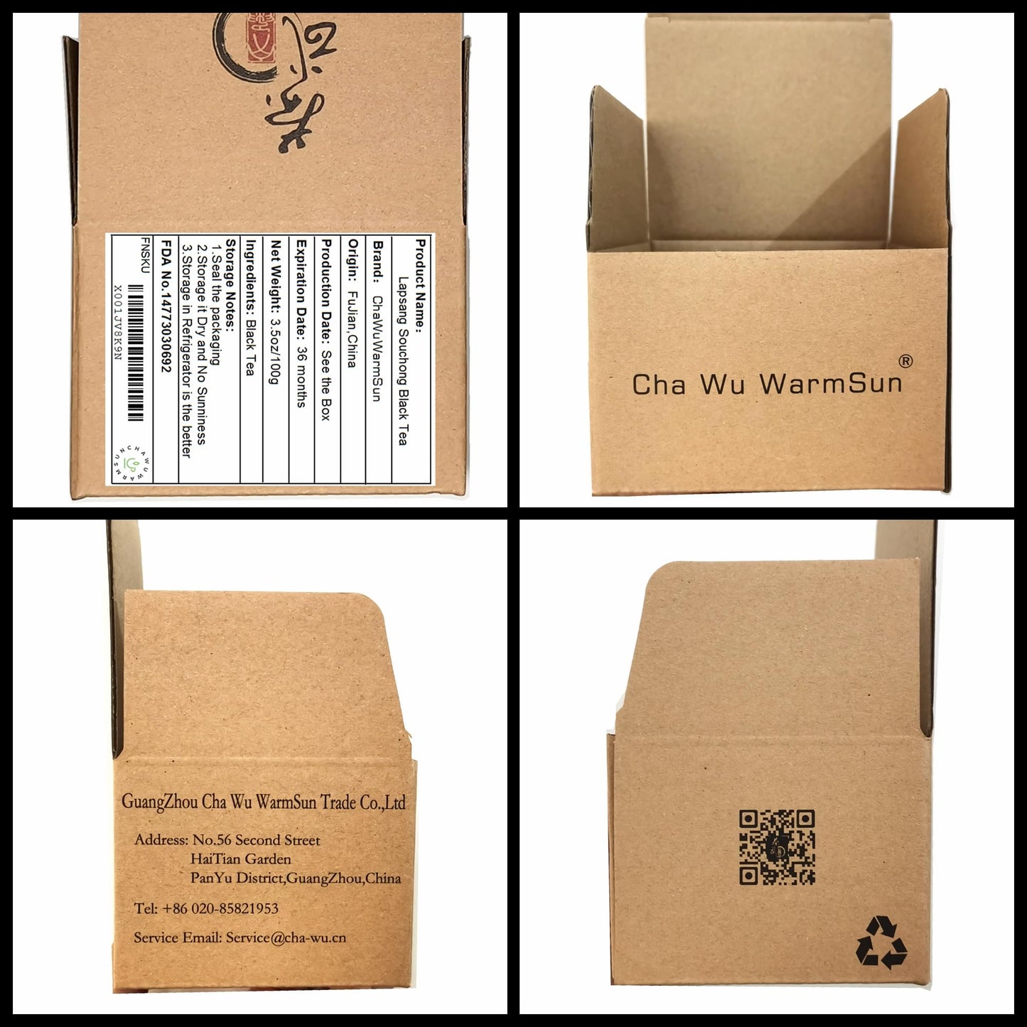 ChaWuWarmSun Lapsang Souchong Black Tea,No Smokey,3.5oz/100g,Loose Leaf Chinese Hong Cha