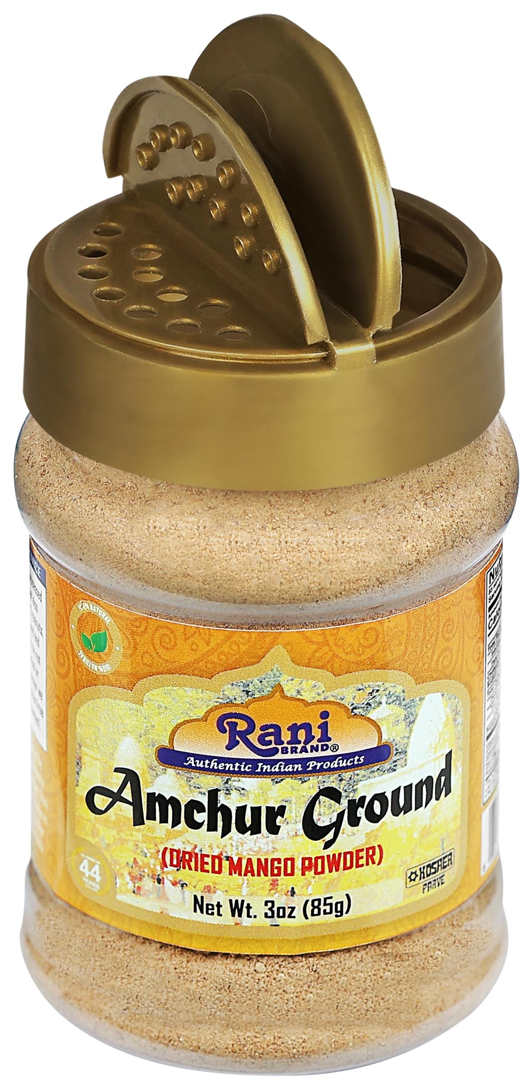 Rani Amchur (Mango) Ground Powder Spice 3oz (85g) PET Jar ~ All Natural, Indian Origin | No Color | Gluten Friendly | Vegan | NON-GMO | Kosher | No Salt or fillers