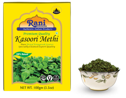 Rani Fenugreek Leaves Dried (Kasoori Methi) 3.5oz (100g) ~ All Natural | Vegan | Gluten Friendly | NON-GMO | Kosher | Indian Origin