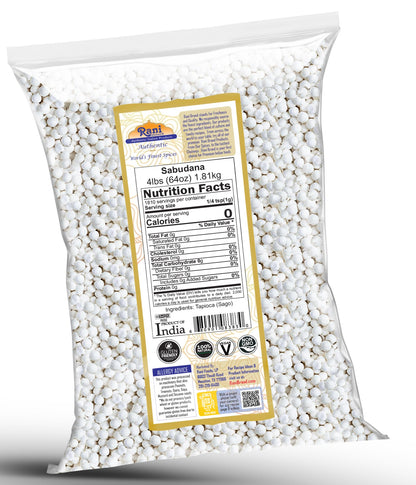Rani Sabudana (Tapioca/Sago) Pearls 64oz (4lbs) 1.81kg Bulk ~ All Natural | Vegan | No Colors | NON-GMO | Indian Origin