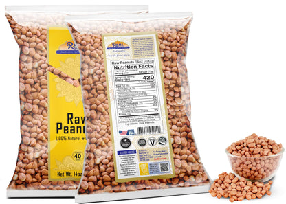 Rani Peanuts, Raw Whole With Skin (uncooked, unsalted) 14oz (400g) ~ All Natural | Vegan | Kosher | Gluten Friendly | Fresh Product of USA ~ Spanish Grade Groundnut/Red-skin