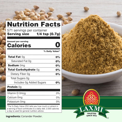 LAXMI Coriander Powder 14 Oz -Non-GMO - Free of Adulterations - Natural Ground Coriander - Premium Quality and High Value