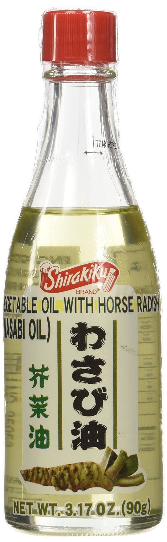 Shirakiku Cooking Vegetable Oil with Horse Radish | Rape Seed Oil, Mustard Seed Oil, and Japanese Radish Oil | Spicy Wasabi Oil Flavor | Low Carb Vegetable Oil Bottle - 3.17 Fl Oz