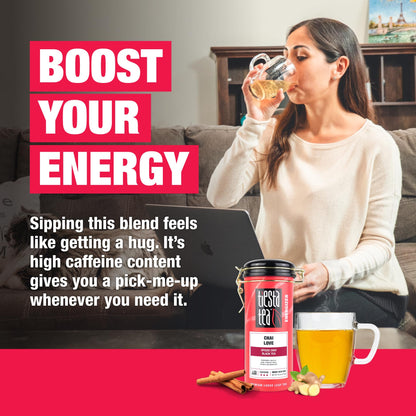 Tiesta Tea - Chai Love, Loose Leaf, Spiced Chai Black Tea, Premium Blend, High Caffeinated, Make Hot or Iced & Brews Up to 50 Cups, 4 Ounce Refillable Tin
