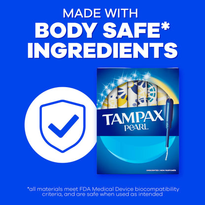 Tampax Pearl Tampons Regular Absorbency, with Leakguard Braid, Unscented, 50 Count x 2 Packs (100 Count Total) (Packaging May Vary)