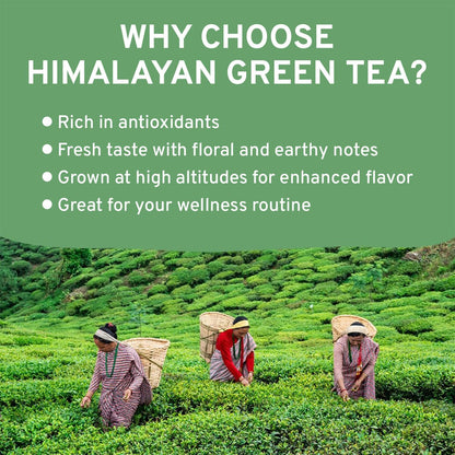 VAHDAM, Himalayan Green Tea Leaves (50+ Cups, 3.53 Oz) Non GMO, Gluten Free | High Elevation Grown Green Tea Leaves From Himalayas | Pure Unblended Single Origin Green Loose Leaf Tea | Vacuum Sealed