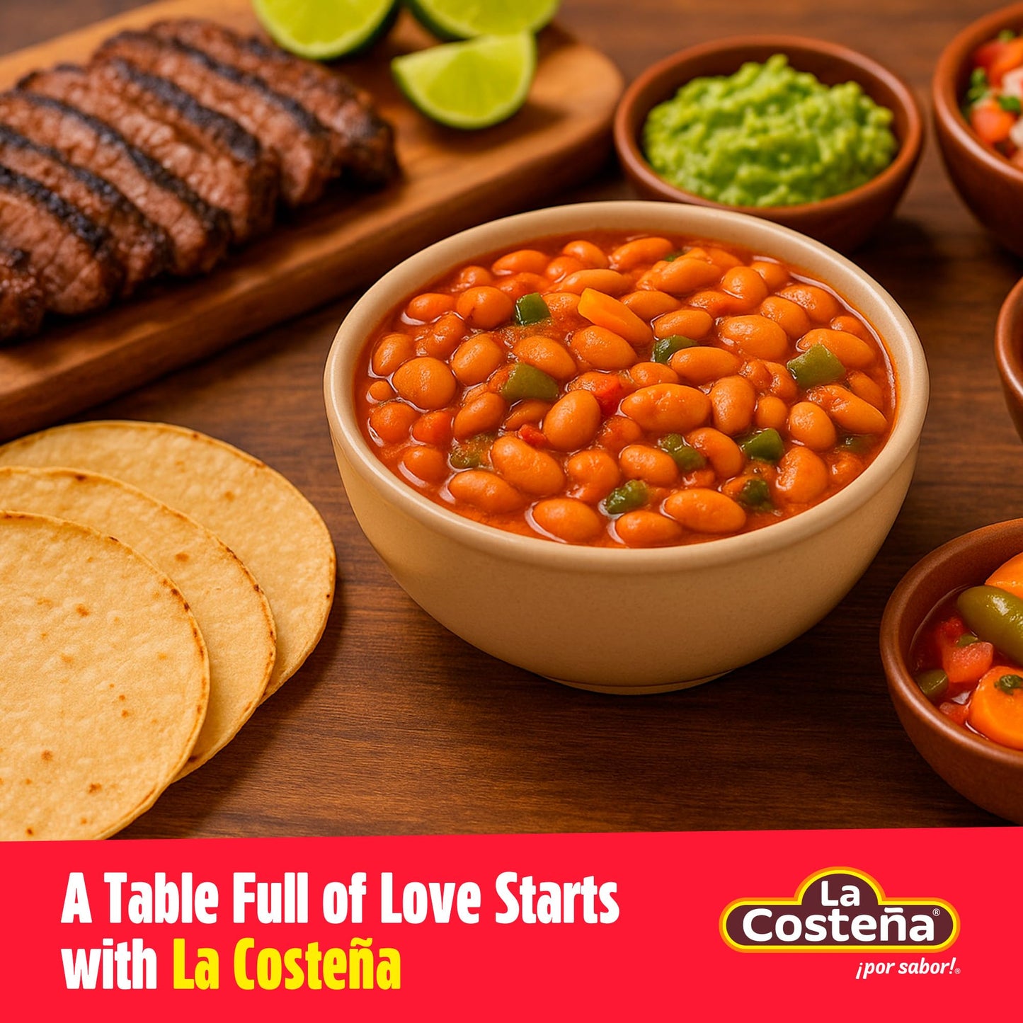La Costeña Charro Beans - Ready-to-Eat Canned Pinto Beans with Chorizo, Bacon & Chicharrones - Mexican Food, Tex Mex, Chili Ingredients, Bean Dip, Bean Burger & Burrito - 19.75oz, 12 Pack Canned Food