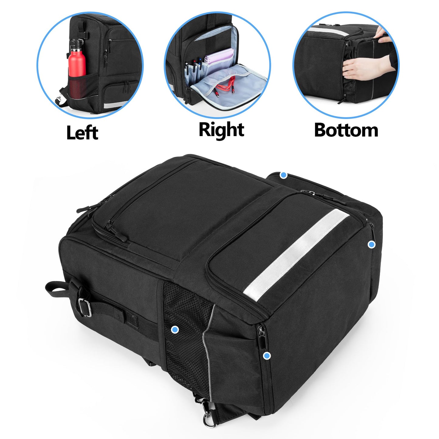 SAMDEW Wheelchair Backpack, Wheelchair Bag to Hang on Back, with Thermal Insulation Pockets for Medicine & Lunch Box, Functional Wheelchair Accessories with Crutches Pockets, Bag Only, Patented Design