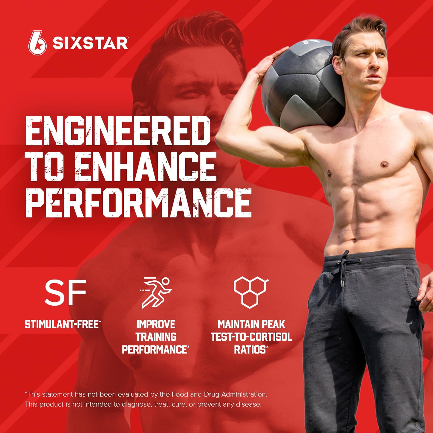 Six Star Nutrition Testosterone Booster for Men with Rhodiola Extract and Boron Citrate - Male Gym Workout Supplements for Muscle Growth, Stamina & Energy - 60 Pills
