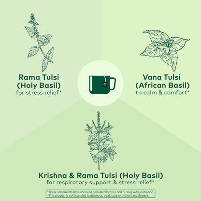 ORGANIC INDIA Tulsi Original Herbal Tea - Holy Basil and African Basil Calming and Stress Relief Tea, Immune Support, USDA Certified Organic, Non-GMO, Caffeine-Free - 18 Infusion Bags, 6 Pack