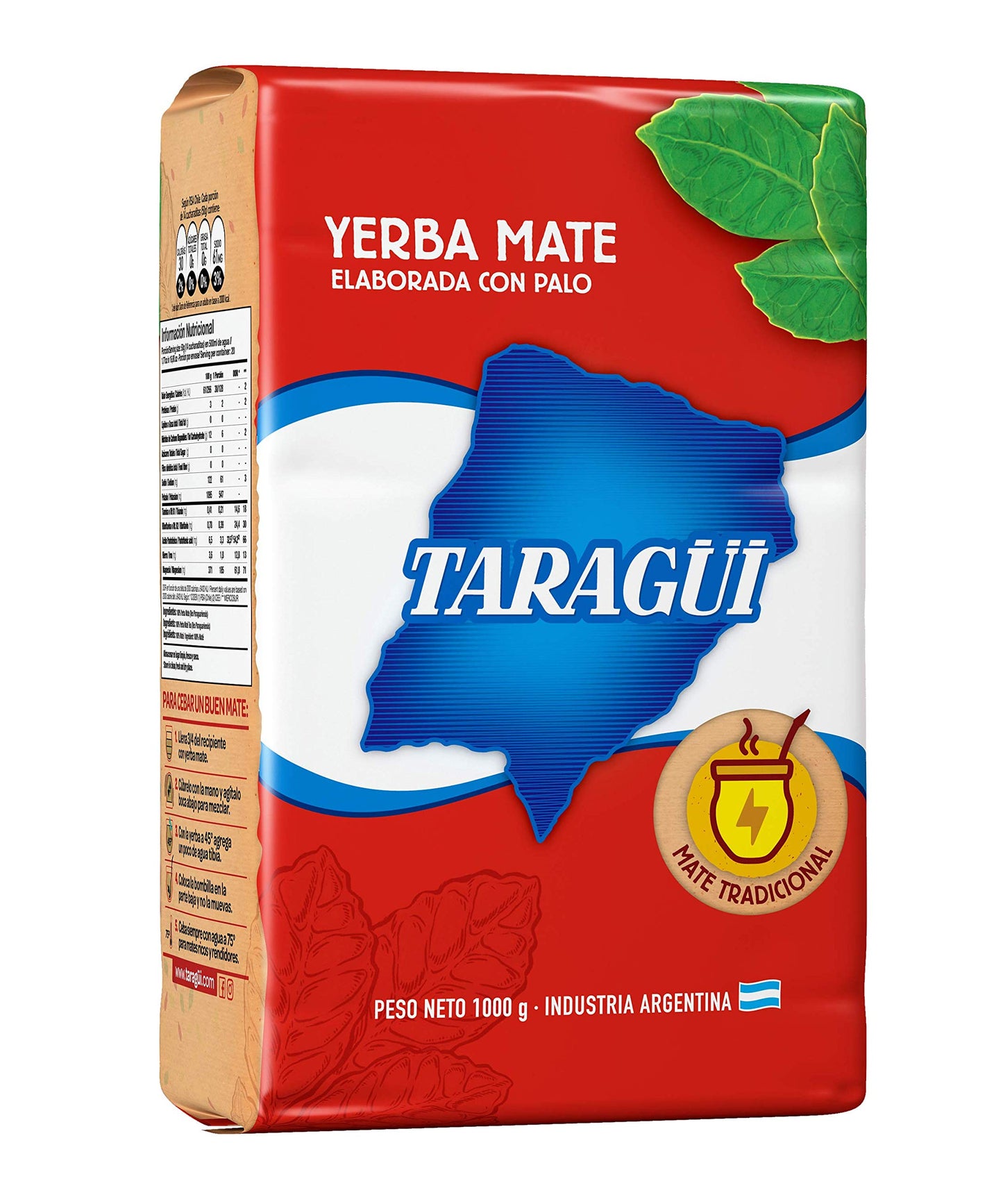 Taragui Yerba Mate Original with stems 2.2 lbs/1 kg