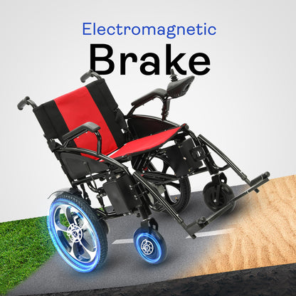 Electric Wheelchairs for Adults, All Terrain Heavy Duty Dual Motor Foldable Motorized Power Wheelchairs for Seniors, Portable Electric Wheel Chair for Adults (Artemis- Red)