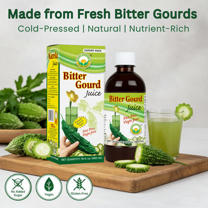 Basic Ayurveda Bitter Gourd (Karela) Juice | 32.46 Fl Oz (960ml) | Natural Bitter Melon Juice for Detox Support | Plant Based Ayurvedic Herbal Drink | for Liver Health, Digestion & Immunity