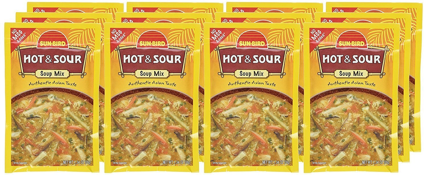Hot & Sour Soup Mix Packets - Asian Soup Recipe - 1.34 Ounces Each (Pack of 12)