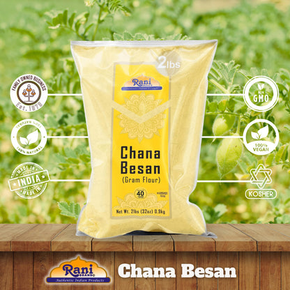 Rani Chana Besan (Chickpeas Flour, Gram) 32oz (2lbs) 908g ~ All Natural | Vegan | Gluten Friendly | NON-GMO | Kosher | Indian Origin