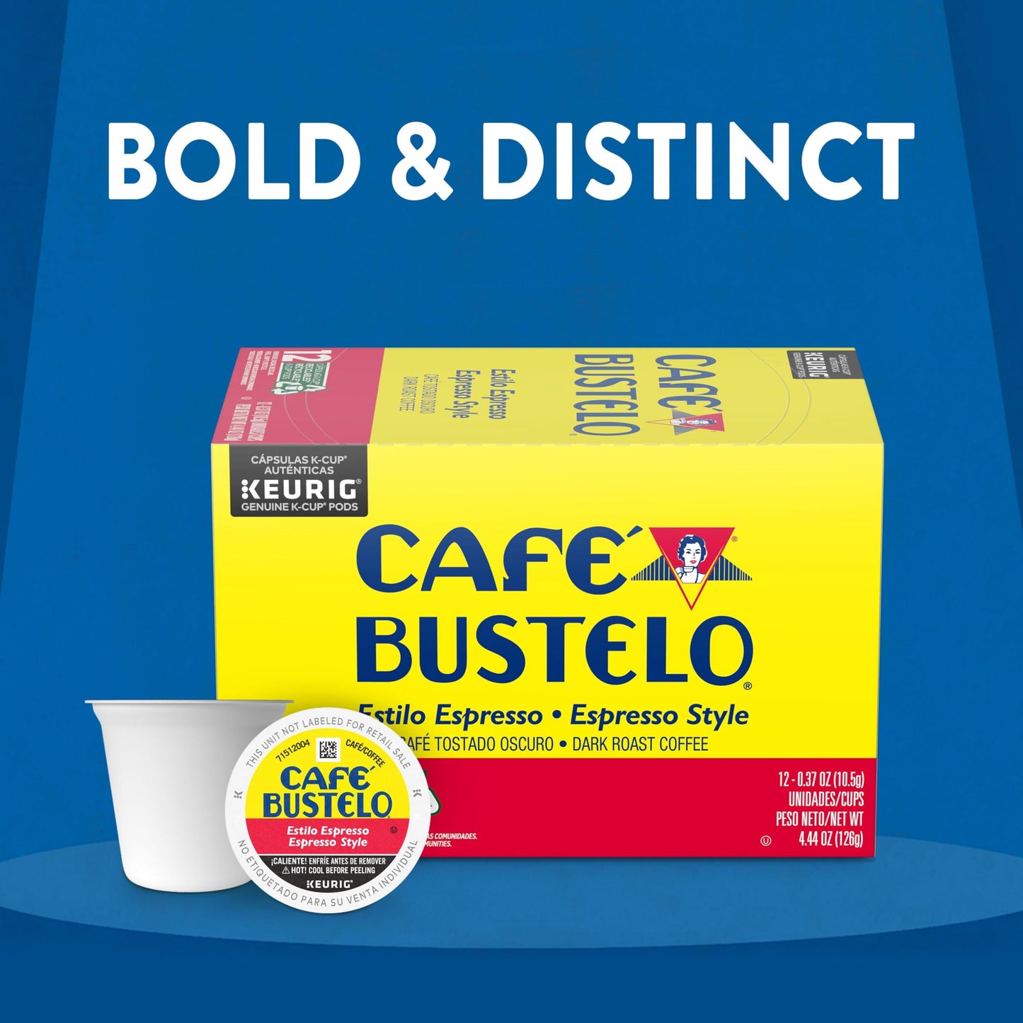 Café Bustelo Espresso Style Dark Roast, Single Serve Coffee Pods, 12 Count (Pack of 1)