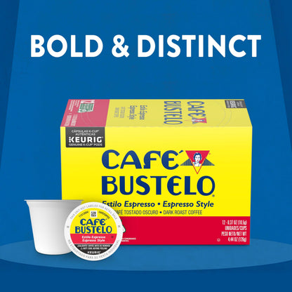 Café Bustelo Espresso Style Dark Roast, Single Serve Coffee Pods, 12 Count (Pack of 1)