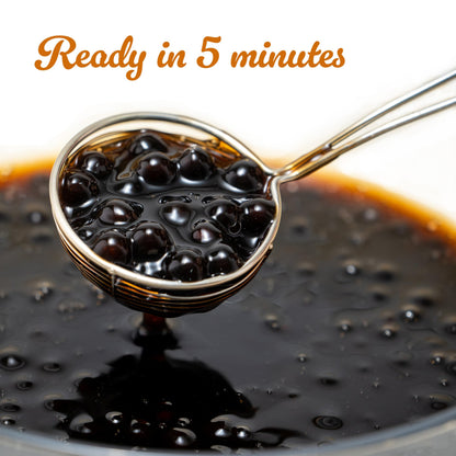 E-FA BRAND Black Tapioca Pearls (Boba), Quick Cook Tapioca Pearls for Bubble Tea, Microwave Ready in 3 Minutes, Fresh Chewy Texture, Milk Tea & Dessert Topping, Halal Certified, 2.2 LB (Pack of 1)
