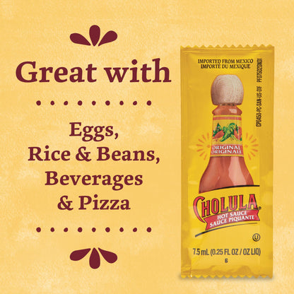 Cholula Original Hot Sauce Packets, 200 count - One 200 Count Individual Hot Sauce Packets with Mexican Peppers and Signature Spice Blend, Perfect Single-Serve Size for Delivery and Takeout