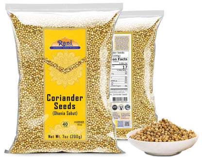 Rani Coriander (Dhania) Seeds Whole, Indian Spice 7oz (200g) ~ All Natural | Gluten Friendly | NON-GMO | Vegan | Indian Origin