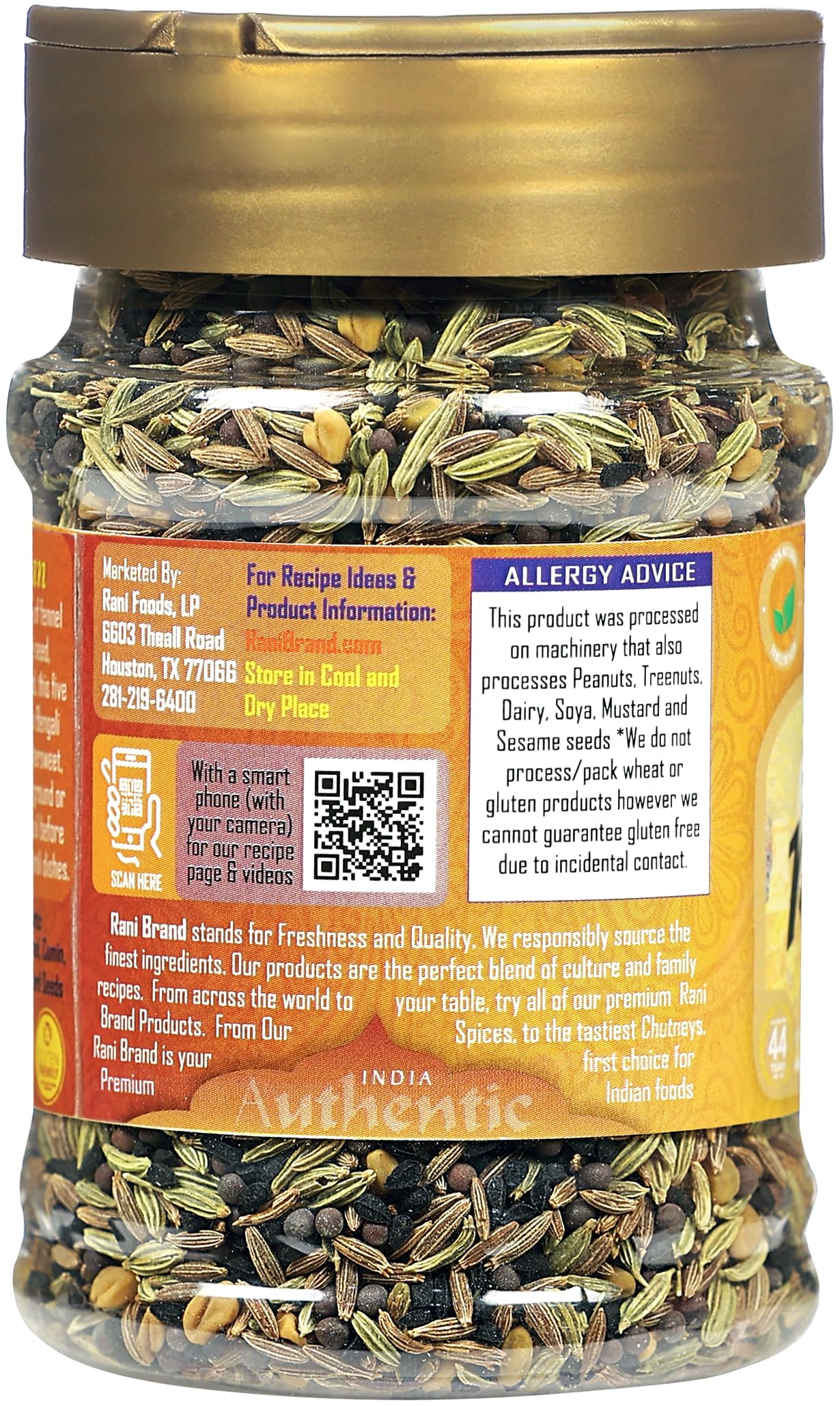 Rani Panch Puran (5 Spice) 3oz (85g) PET Jar ~ All Natural | Vegan | Gluten Friendly | NON-GMO | Kosher | Indian Origin (Equal Blend of Fenugreek, Mustard, Kallonji, Fennel and Cumin)