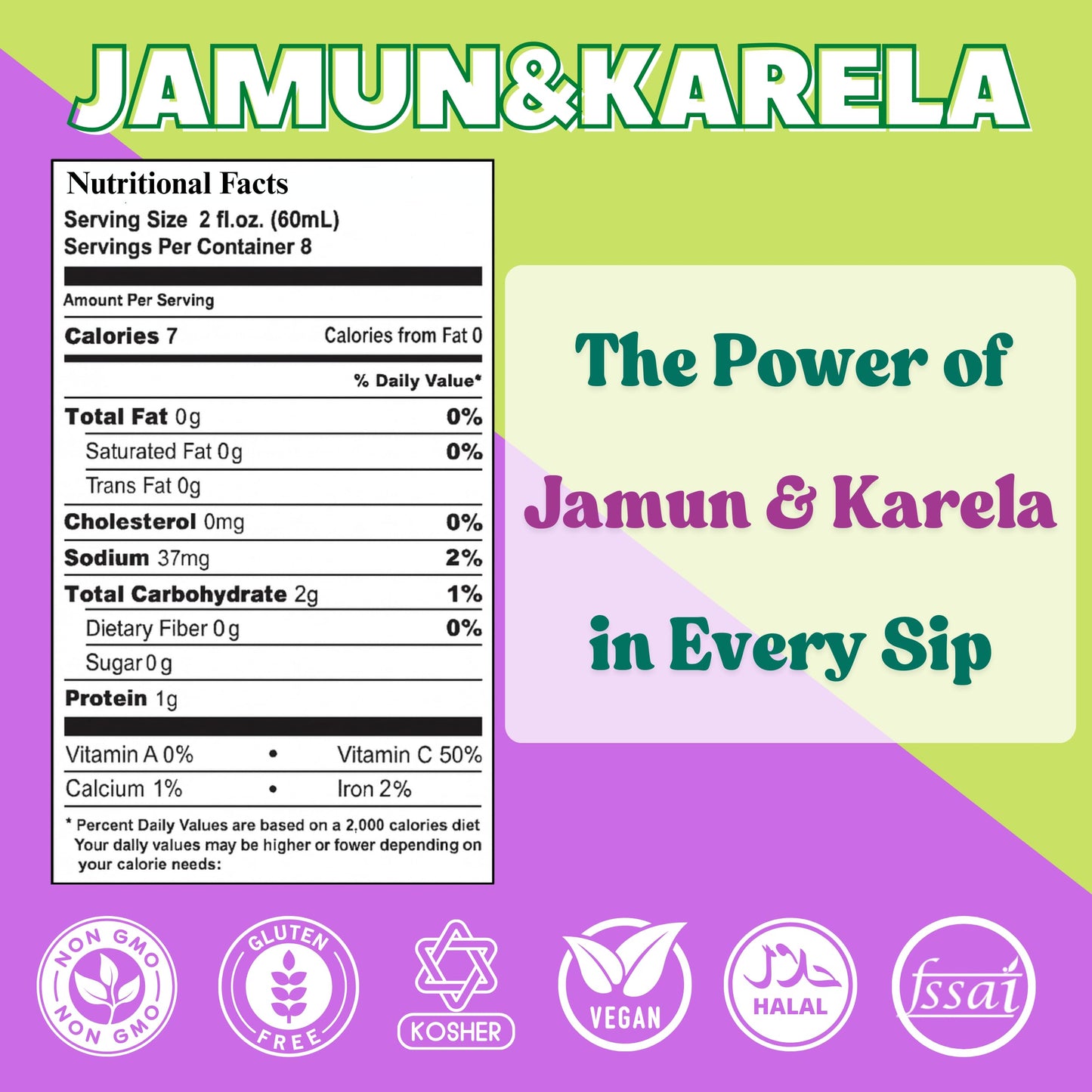 BASIC AYURVEDA Jamun Karela Herbal Mix Juice with Holy Basil | 16.23 Fl Oz (480ml) | Natural Indian Black Berry & Bitter Gourd Juice | Plant-Based Ayurvedic Wellness Drink | No Added Sugar