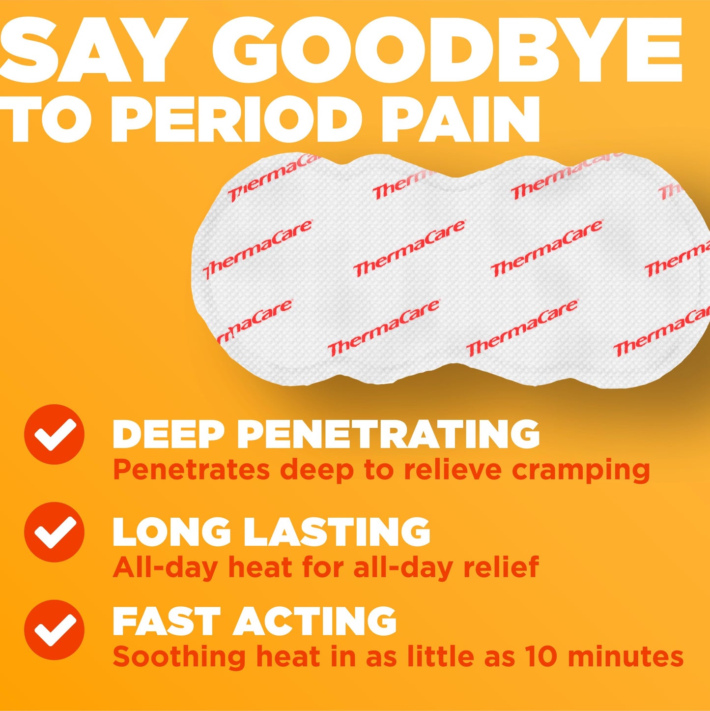 ThermaCare Menstrual Heating Pads - Portable, Adhesive HeatWraps for Period Cramps & Backache Relief - Discreet, Cord-Free Heat Therapy - Up to 8 Hours of Relief (6-Count)