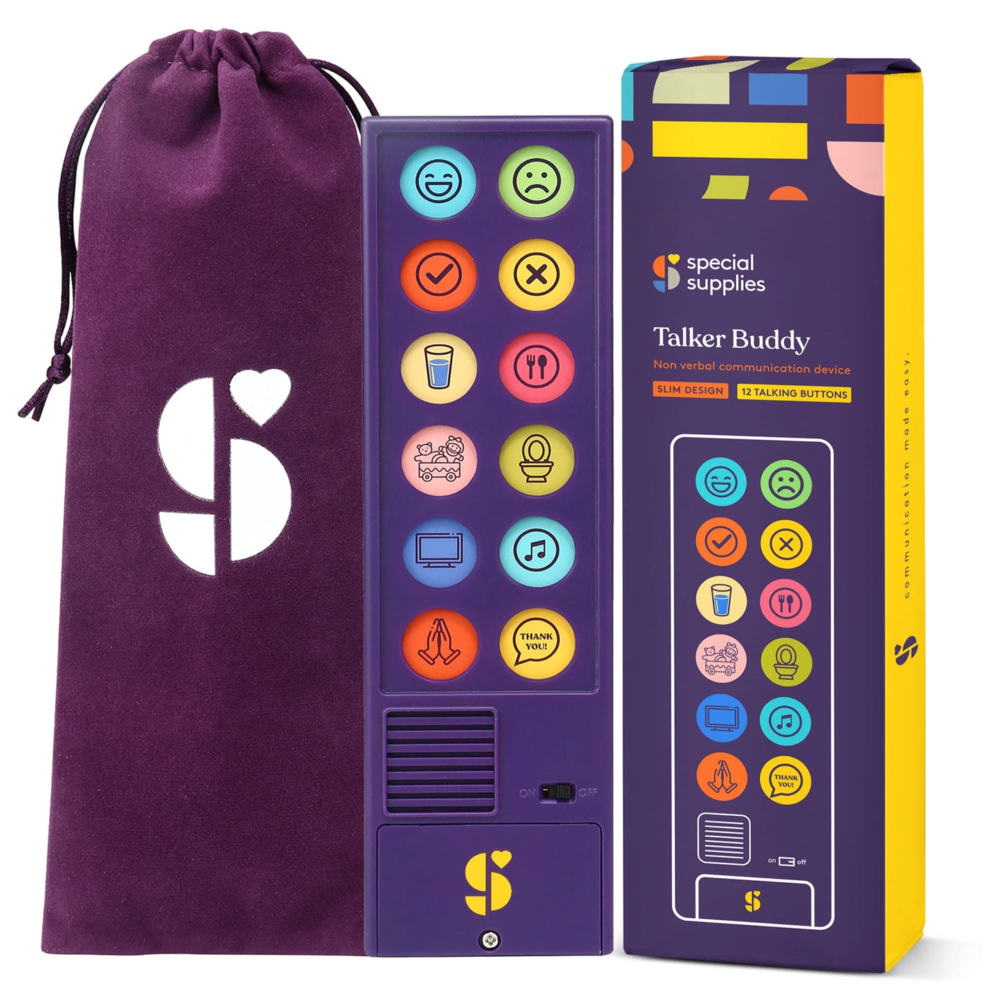 Special Supplies AAC Communication Device for Speech Therapy, Talker Buddy Communication Device for Non Verbal Kids & Adults, Talking Aids for Home or School + Travel Bag (Talker Buddy)