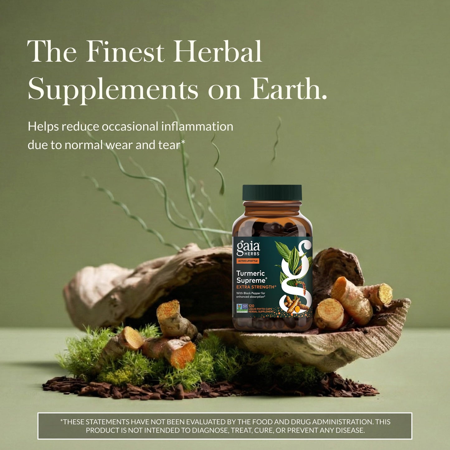 Gaia Herbs Turmeric Supreme Extra Strength - Supports Occasional Discomfort from Normal Wear & Tear* - with Turmeric Curcumin & Black Pepper - 120 Vegan Liquid Phyto-Caps (Up to 120 Servings)