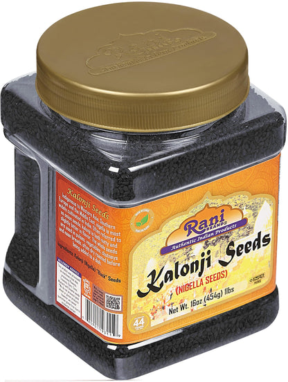 Rani Kalonji (Black Seed, Nigella Sativa, Black Cumin) Seeds 16oz (1lb) 454g PET Jar ~ All Natural | Gluten Friendly | NON-GMO | Kosher | Vegan | Indian Origin