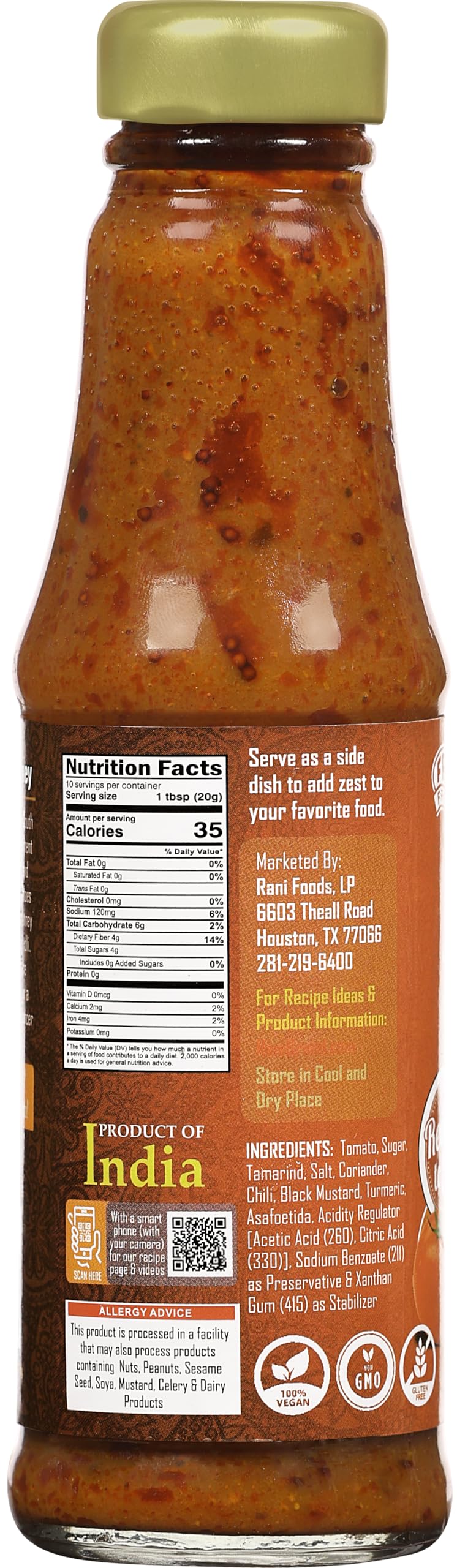 Rani Madras Tomato Chutney 7oz (200g) Glass Jar, Ready to eat, Vegan ~ Gluten Free | NON-GMO | No Colors | Indian Origin