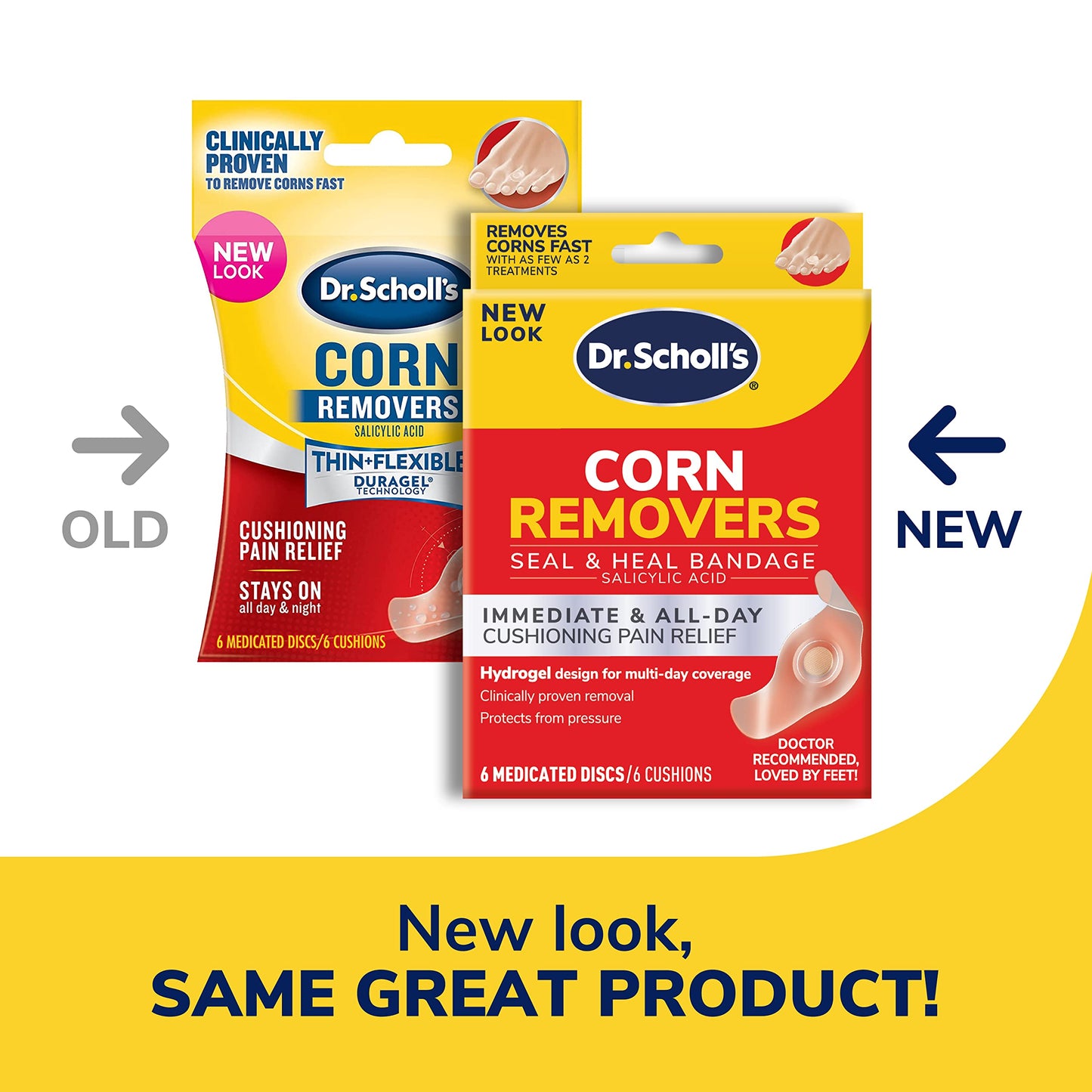 Dr. Scholl's Corn REMOVERS Seal & Heal Bandage with Hydrogel Technology, 6 ct // Removes Corns Fast and Provides Cushioning Protection Against Shoe Pressure and Friction for All-Day Pain Relief