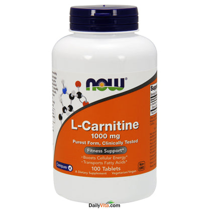 NOW Foods L- Carnitine Tartrate 1000mg, 100 Tablets (Pack of 2)