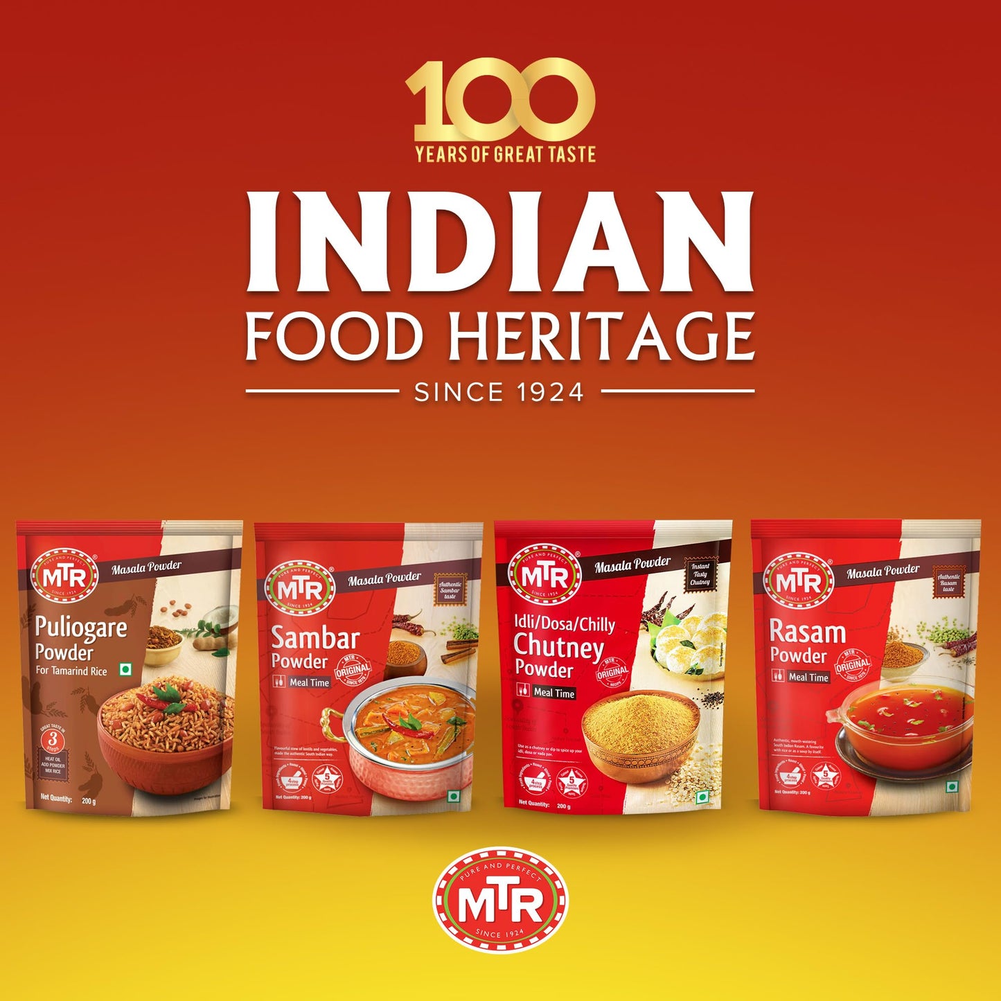 MTR Spiced Chutney Powder - Indian Spice Blend with Black gram dal, Red Chilli, Curry Leaves, Mustard, and Asafoetida - Instant and Easy to use - Ideal for Meal Time - 200g