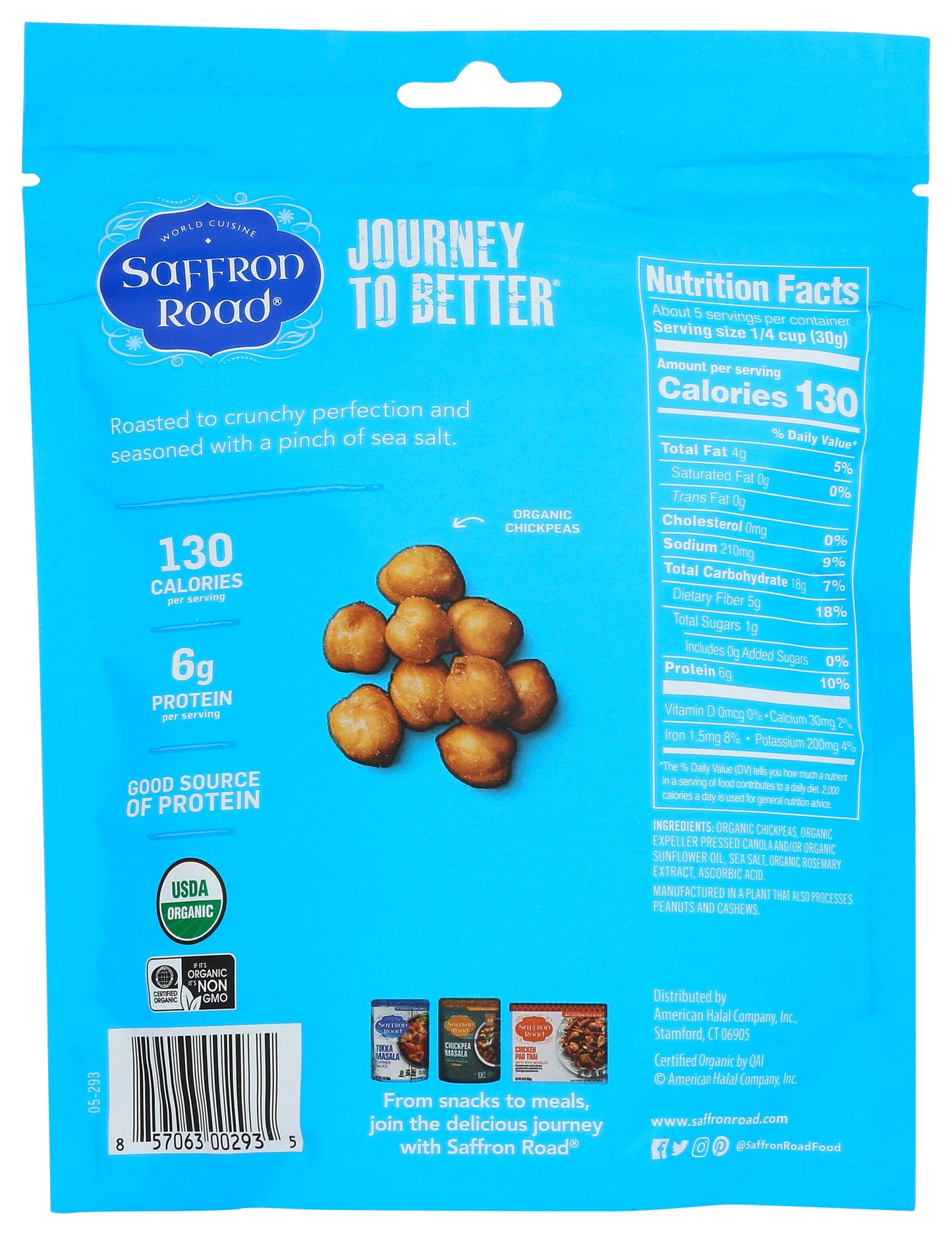 SAFFRON ROAD Organic Sea Salt Chickpeas, 5.4 Ounce